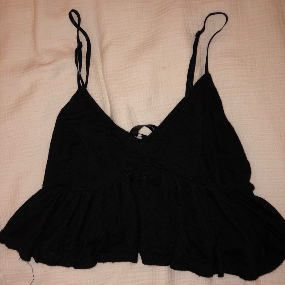 Black Crop Top Tank V neck